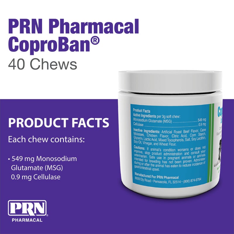 PRN Pharmacal CoproBan Anti-Coprophagia Soft Chews, Roast Beef Flavor - Coprophagia Stool Eating Deterrent Chewable Tablets for Dogs & Cats - Prevent Dog from Eating Poop - 40-Count - Image 2